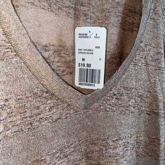 NWT Women’s Forever 21 sheer glittery V Neck top in Bronze size M - Picture 4 of 9